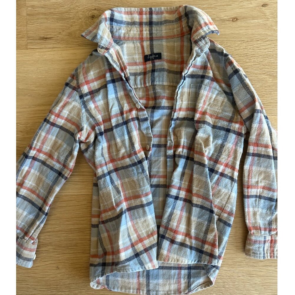 Il Gufo Boys Orange & Blue Check Flannel Shirt Size 4